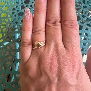 Anna Sheffield engagement band and Hazeline solitaire ring size 7